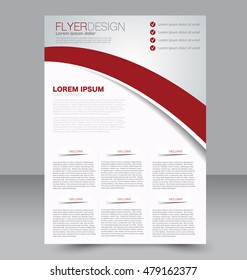 Abstract flyer design background. Brochure template. To be used for magazine cover, business mockup, education, presentation, report.  Red color.