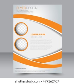 Abstract flyer design background. Brochure template. To be used for magazine cover, business mockup, education, presentation, report.  Orange color.