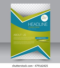 Abstract flyer design background. Brochure template. To be used for magazine cover, business mockup, education, presentation, report.  Blue and green color.