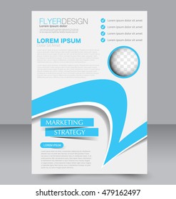Abstract flyer design background. Brochure template. To be used for magazine cover, business mockup, education, presentation, report.  Blue color.