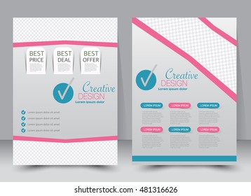 Abstract flyer design background. Brochure template. Can be used for magazine cover, business mockup, education, presentation, report. a4 size. Vector illustration. Pink and blue color.