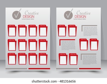 Abstract flyer design background. Brochure template. Can be used for magazine cover, business mockup, education, presentation, report. a4 size. Vector illustration. Red color.