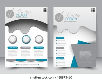 Abstract flyer design background. Brochure template. Can be used for magazine cover, business mockup, education, presentation, report. a4 size. Vector illustration. Blue and grey color.