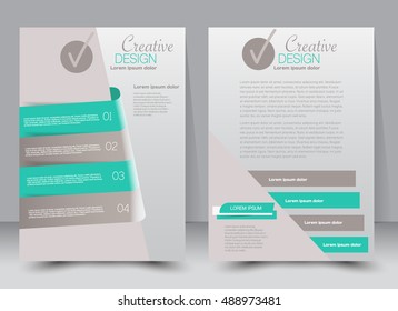 Abstract flyer design background. Brochure template. Can be used for magazine cover, business mockup, education, presentation, report. a4 size. Vector illustration. Green color.