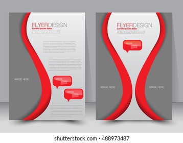 Abstract flyer design background. Brochure template. Can be used for magazine cover, business mockup, education, presentation, report. a4 size. Vector illustration. Red color.