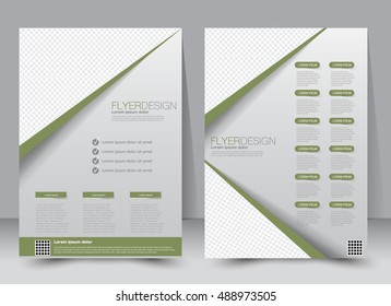 Abstract flyer design background. Brochure template. Can be used for magazine cover, business mockup, education, presentation, report. a4 size. Vector illustration. Green color.