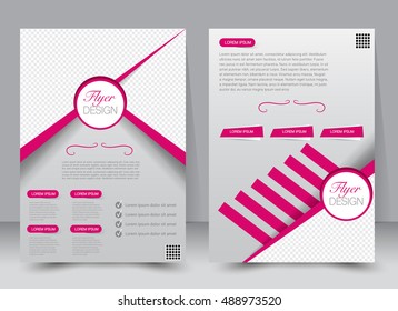 Abstract flyer design background. Brochure template. Can be used for magazine cover, business mockup, education, presentation, report. a4 size. Vector illustration. Pink color.