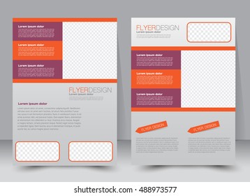 Abstract flyer design background. Brochure template. Can be used for magazine cover, business mockup, education, presentation, report. a4 size. Vector illustration. Orange and red color.