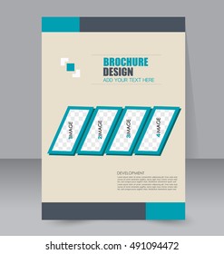 Abstract flyer design background. Brochure template. For magazine cover, business mockup, education, presentation, report.  Blue color. Vector illustration