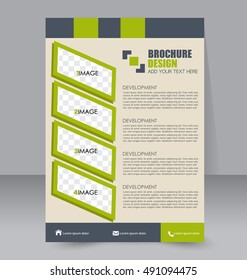Abstract flyer design background. Brochure template. For magazine cover, business mockup, education, presentation, report.  Black and green color. Vector illustration