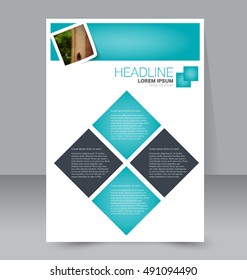 Abstract flyer design background. Brochure template. For magazine cover, business mockup, education, presentation, report.  Blue color. Vector illustration