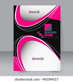 Abstract flyer design background. Brochure template. For magazine cover, business mockup, education, presentation, report.  Black and pink color. Vector illustration