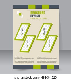 Abstract flyer design background. Brochure template. For magazine cover, business mockup, education, presentation, report.  Black and green color. Vector illustration