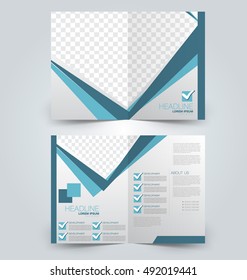 Abstract flyer design background. Brochure template. Can be used for magazine cover, business mockup, education, presentation, report. Blue color.