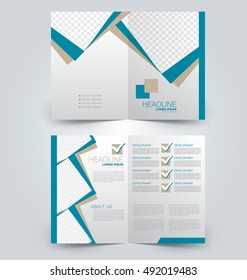 Abstract flyer design background. Brochure template. Can be used for magazine cover, business mockup, education, presentation, report. Blue color.