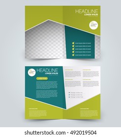 Abstract flyer design background. Brochure template. Can be used for magazine cover, business mockup, education, presentation, report. Green color.