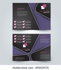 Abstract flyer design background. Brochure template. Can be used for magazine cover, business mockup, education, presentation, report. Purple and black color.