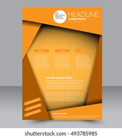 Abstract flyer design background. Brochure template. To be used for magazine cover, business mockup, education, presentation, report.  Orange color