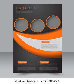 Abstract flyer design background. Brochure template. To be used for magazine cover, business mockup, education, presentation, report. Black and orange color