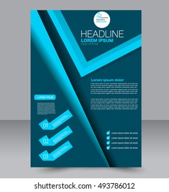 Abstract flyer design background. Brochure template. To be used for magazine cover, business mockup, education, presentation, report.  Blue color