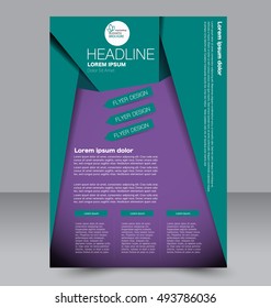 Abstract flyer design background. Brochure template. To be used for magazine cover, business mockup, education, presentation, report. Purple and green color