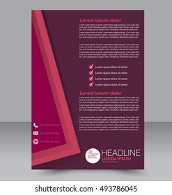 Abstract flyer design background. Brochure template. To be used for magazine cover, business mockup, education, presentation, report.  Red color