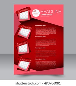 Fondo de diseño de volante abstracto. Plantilla de folleto. Para ser usado en portada de revista, maquillaje empresarial, educación, presentación, informe.  Color rojo