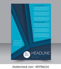 Abstract flyer design background. Brochure template. To be used for magazine cover, business mockup, education, presentation, report.  Blue color