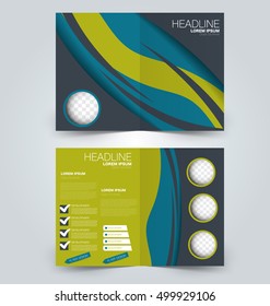 Abstract flyer design background. Brochure template. Can be used for magazine cover, business mockup, education, presentation, report. Blue and green color