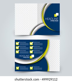 Abstract flyer design background. Brochure template. Can be used for magazine cover, business mockup, education, presentation, report. Blue and yellow color