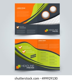 Abstract flyer design background. Brochure template. Can be used for magazine cover, business mockup, education, presentation, report. Green and orange color