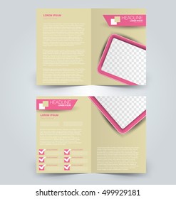 Abstract flyer design background. Brochure template. Can be used for magazine cover, business mockup, education, presentation, report. Pink and yellow color