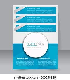 Abstract flyer design background. Brochure template. For magazine cover, business mockup, education, presentation, report.  Blue color. Vector illustration.