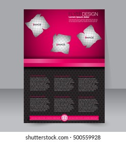Abstract flyer design background. Brochure template. For magazine cover, business mockup, education, presentation, report.  Black and pink color. Vector illustration.