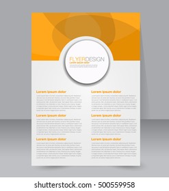 Abstract flyer design background. Brochure template. For magazine cover, business mockup, education, presentation, report.  Orange color. Vector illustration.