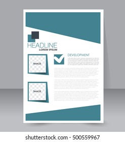 Abstract flyer design background. Brochure template. For magazine cover, business mockup, education, presentation, report.  Blue color. Vector illustration.