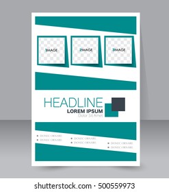 Abstract flyer design background. Brochure template. For magazine cover, business mockup, education, presentation, report.  Green color. Vector illustration.