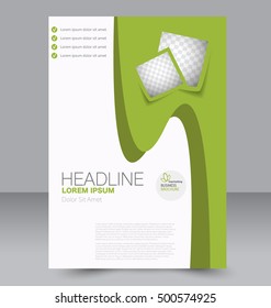 Abstract flyer design background. Brochure template. To be used for magazine cover, business mockup, education, presentation, report.  Green color.