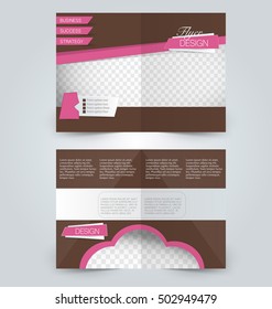 Abstract flyer design background. Brochure template. Can be used for magazine cover, business mockup, education, presentation, report. Pink and brown color.