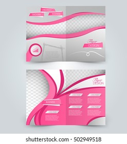 Abstract flyer design background. Brochure template. Can be used for magazine cover, business mockup, education, presentation, report. Pink color.