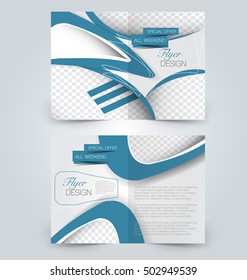 Abstract flyer design background. Brochure template. Can be used for magazine cover, business mockup, education, presentation, report. Blue color.