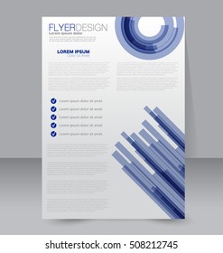 Abstract flyer design background. Brochure template. For magazine cover, business mockup, education, presentation, report.  Blue color. Vector illustration