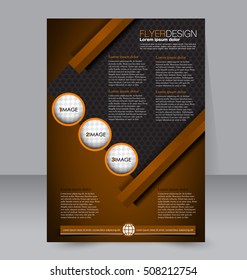 Abstract flyer design background. Brochure template. For magazine cover, business mockup, education, presentation, report.  Brown color. Vector illustration