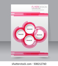 Abstract flyer design background. Brochure template. For magazine cover, business mockup, education, presentation, report.  Pink color. Vector illustration