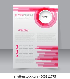 Abstract flyer design background. Brochure template. For magazine cover, business mockup, education, presentation, report.  Pink color. Vector illustration