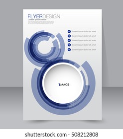 Abstract flyer design background. Brochure template. For magazine cover, business mockup, education, presentation, report.  Blue color. Vector illustration