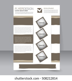 Abstract flyer design background. Brochure template. For magazine cover, business mockup, education, presentation, report.  Brown color. Vector illustration