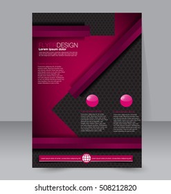 Abstract flyer design background. Brochure template. For magazine cover, business mockup, education, presentation, report.  Pink color. Vector illustration