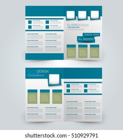 Abstract flyer design background. Brochure template. Can be used for magazine cover, business mockup, education, presentation, report. Blue and green color