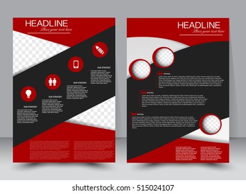 Abstract flyer design background. Brochure template. Annual report cover. Can be used for magazine, business mockup set, education, presentation. Vector illustration a4 size. Red and black color